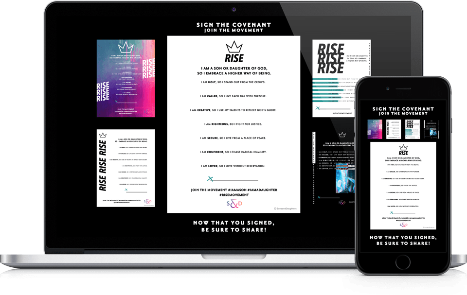 Sons & Daughters RISE Covenant Website on Apple MacBook Pro and iPhone