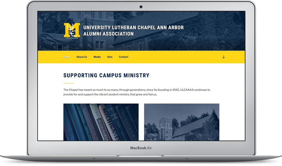 University Lutheran Chapel Ann Arbor Alumni Association Website on Apple MacBook Air